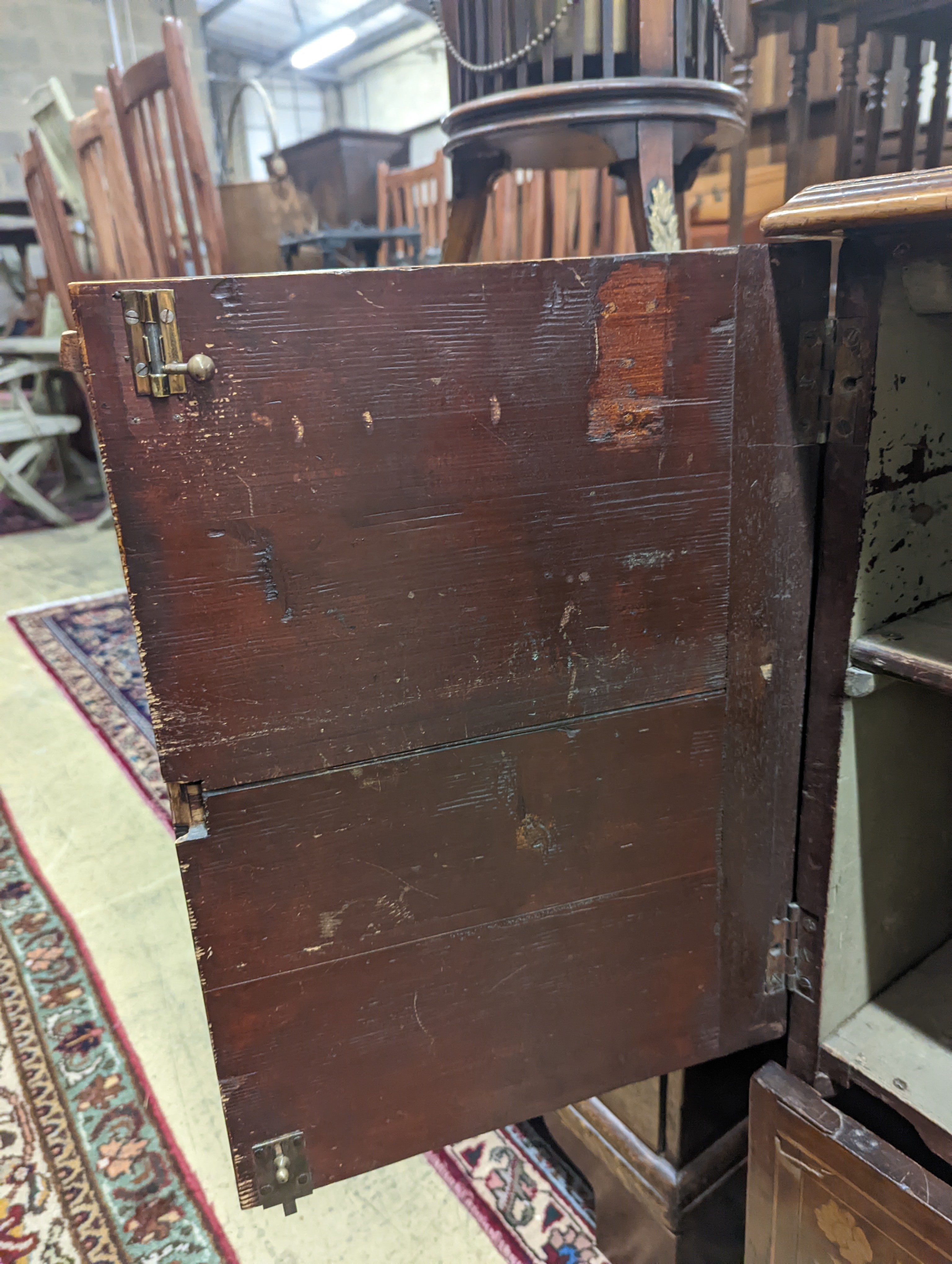 An 18th century Dutch floral marquetry walnut cabinet (altered), width 70cm, depth 48cm, height 87cm